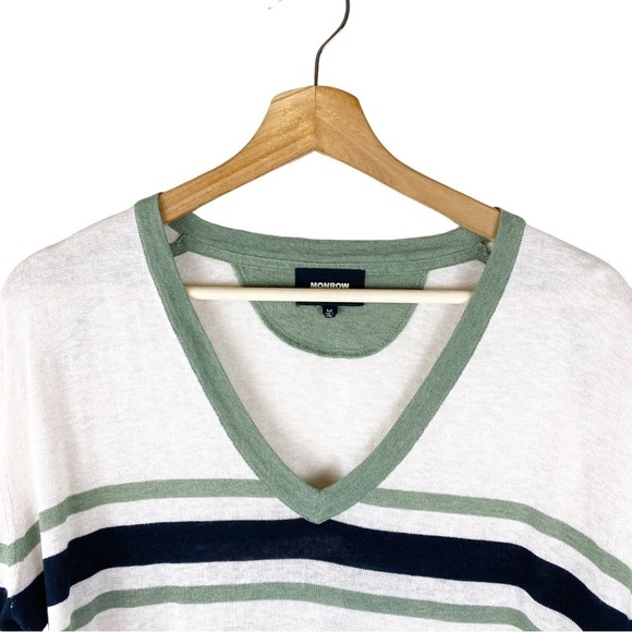 Monrow Striped Stretch Knit Sweater Size Medium - Picture 4 of 7